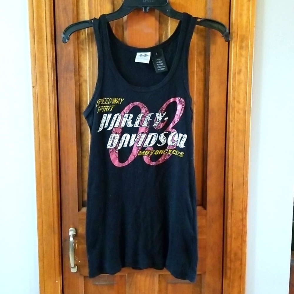 Women's Genuine Harley-Davidson black rhinestone tank size large